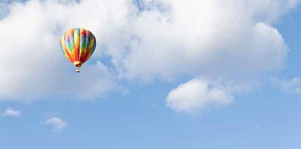 hot air balloon and clouds