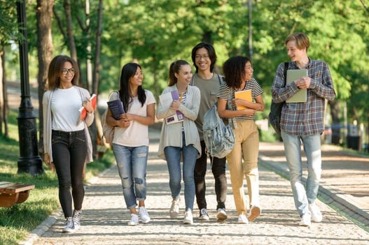 students walking on campus